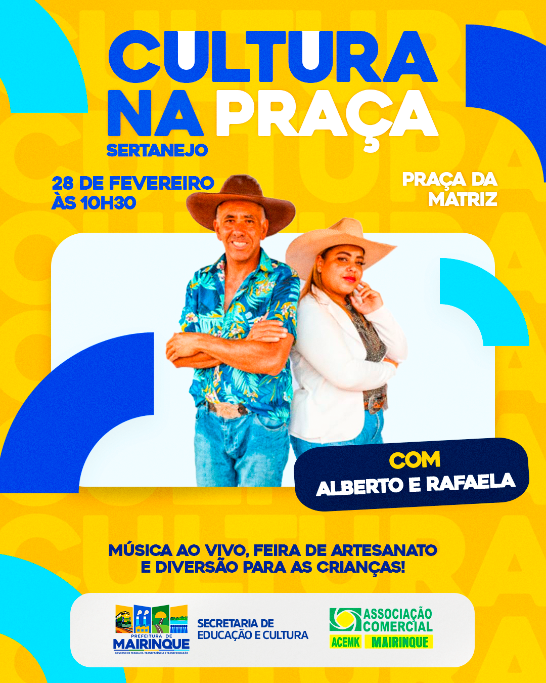 Cultura na Praça leva sertanejo, artesanato e lazer à Praça da Matriz