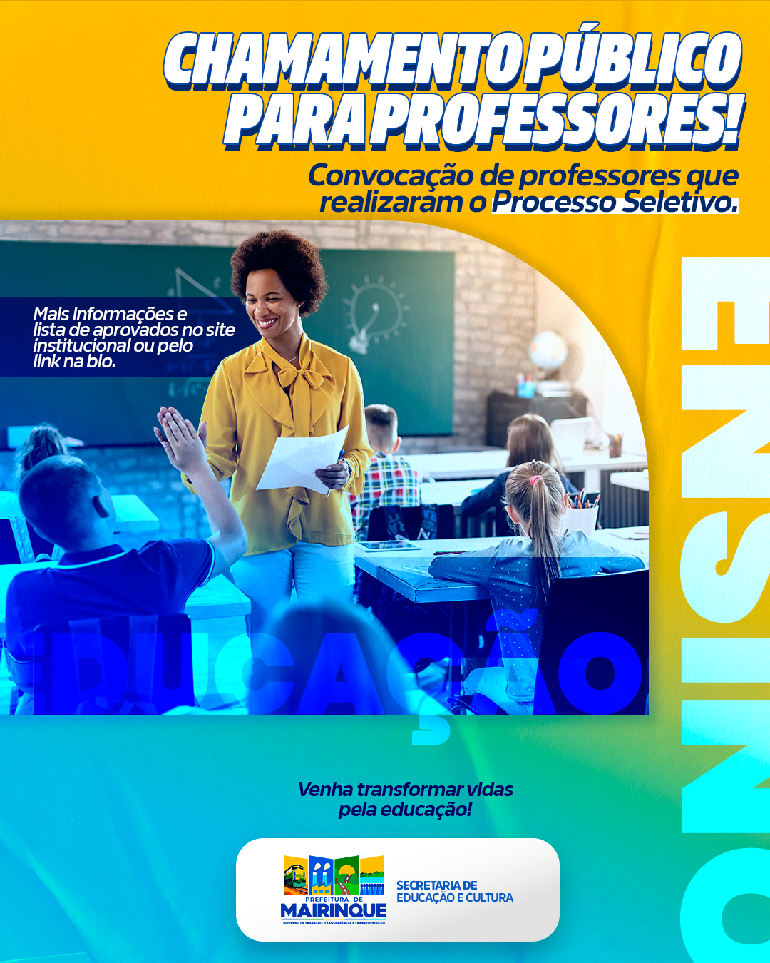 Prefeitura de Mairinque divulga chamamento público para professores aprovados no Processo Seletivo nº 004/2025