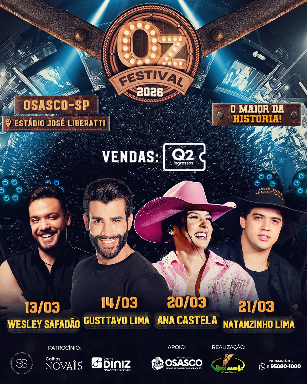 Oz Festival 2026 confirma grandes nomes da música em Osasco