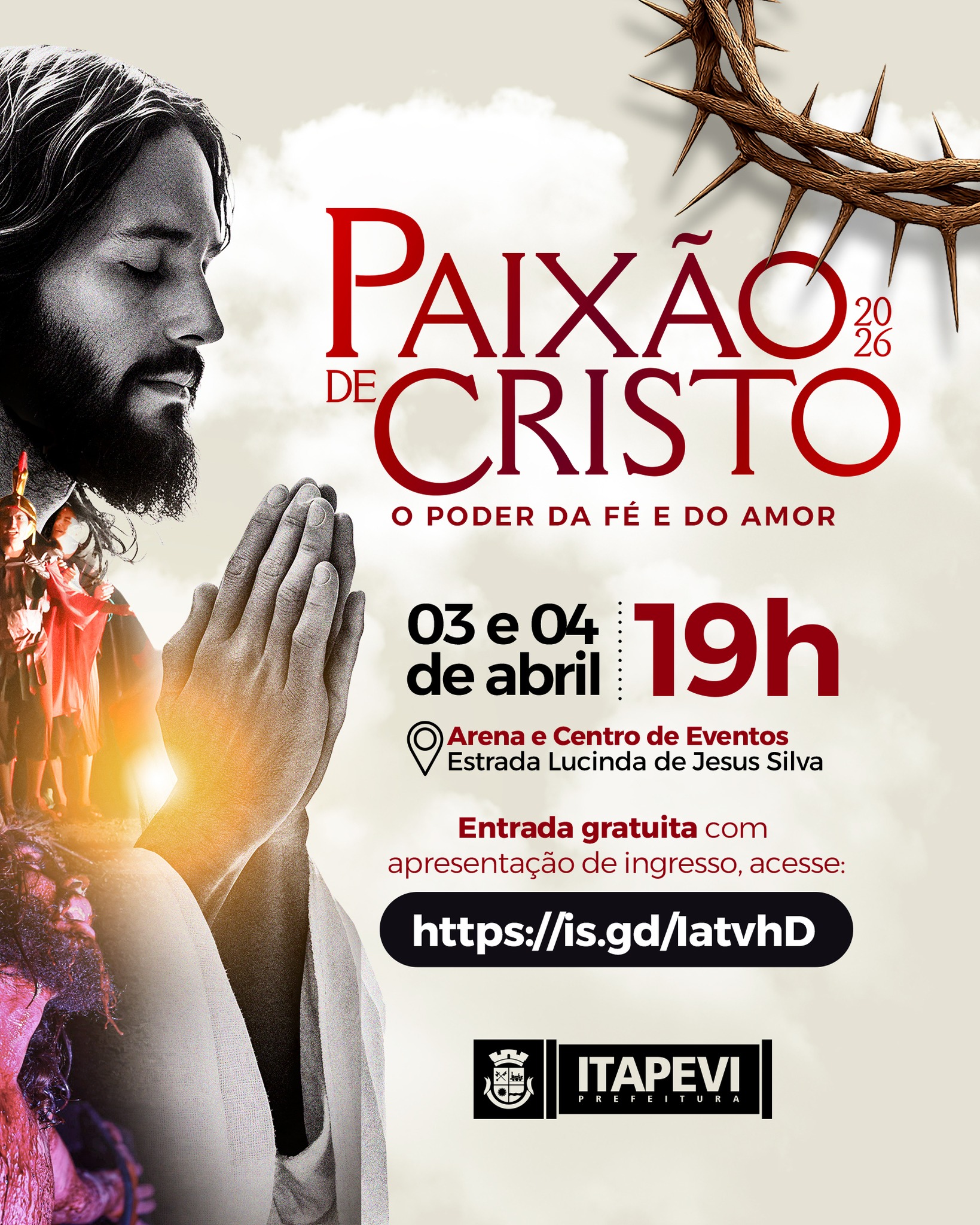 Tem programa para o feriadão? Que tal assistir ao Drama da Paixão de Cristo, na nossa Arena de Eventos