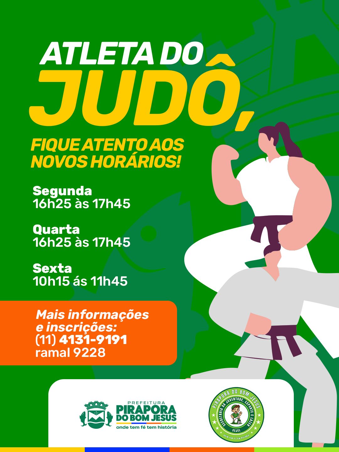 Atenção, atletas do Judô das nossas Escolinhas de Esporte