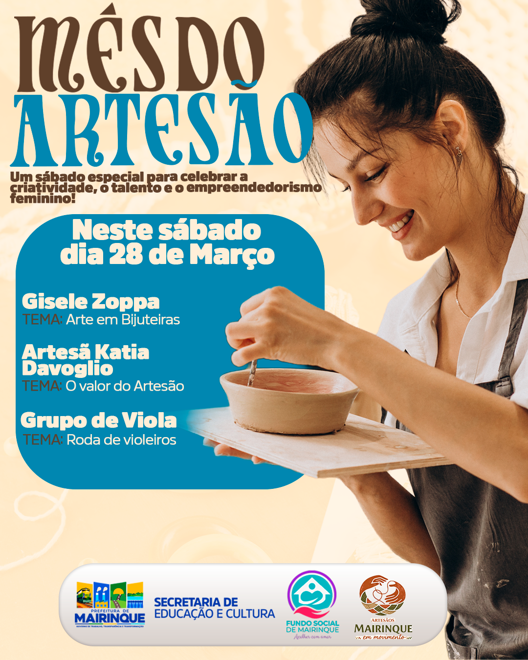 Cultura na Praça recebe último sábado de programação especial em comemoração ao Mês do Artesão