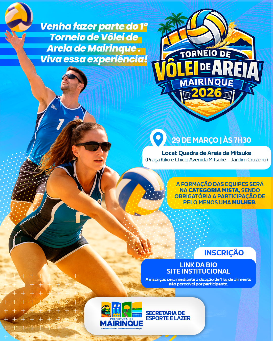 Prefeitura de Mairinque abre inscrições para o 1° Torneio de Vôlei de Areia