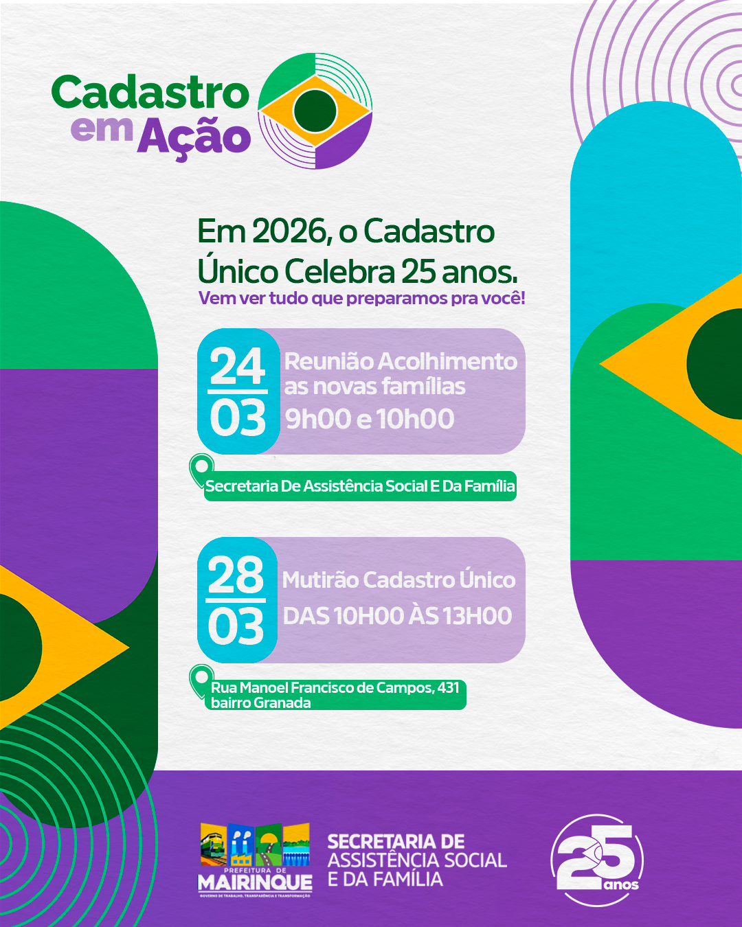 Prefeitura de Mairinque realiza Cadastro em Ação celebrando 25 anos do Cadastro Único