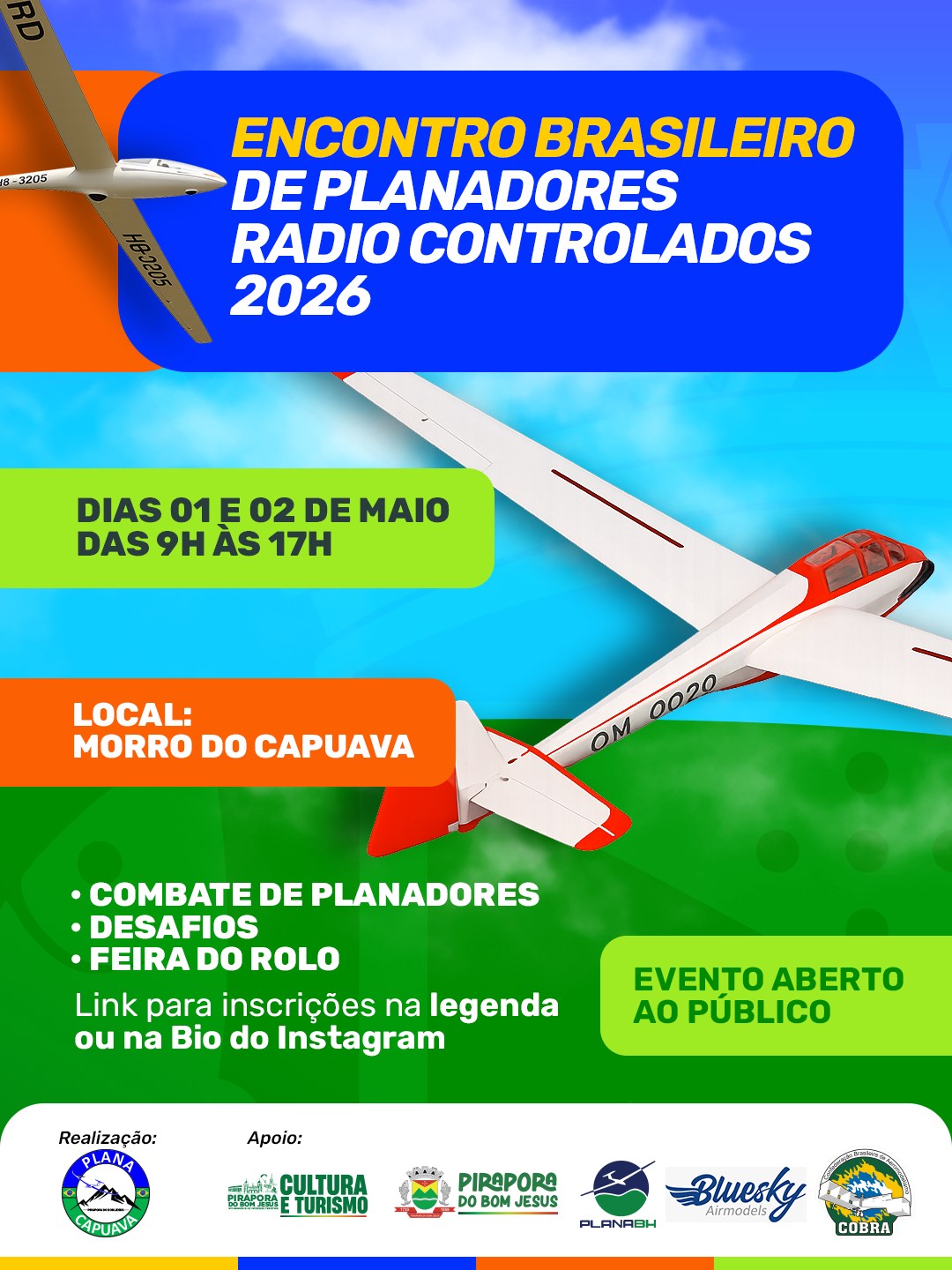 Pirapora do Bom Jesus será cenário de mais um grande evento, o Encontro Brasileiro de Planadores Radio Controlados 2026