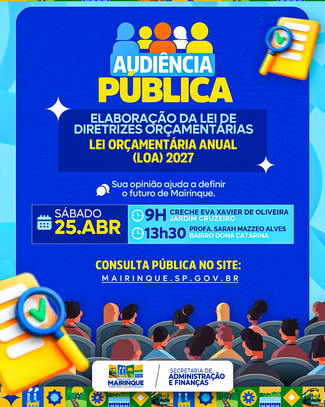 Audiência Pública discute elaboração da LOA e LDO 2027 em Mairinque