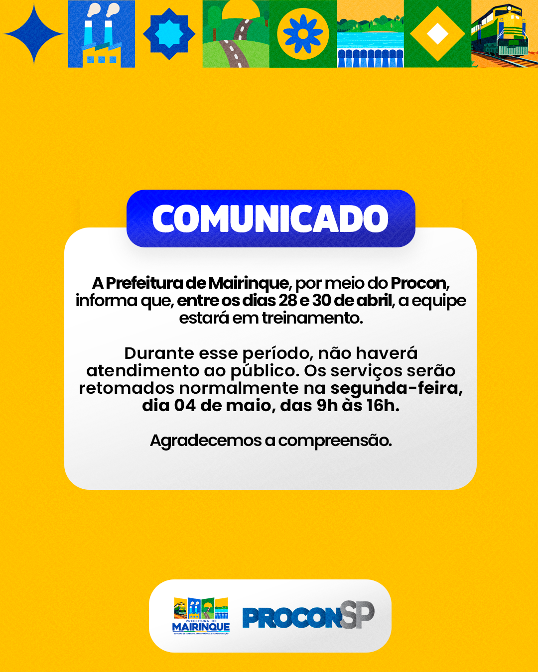 Procon informa suspensão temporária de atendimento para capacitação da equipe