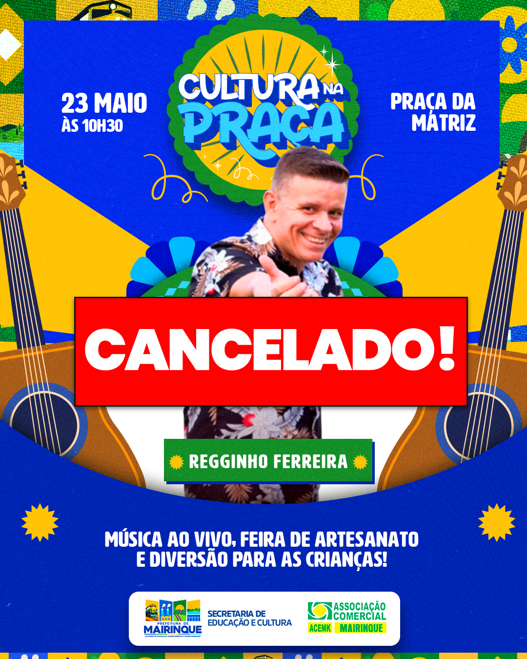 Cultura na Praça é cancelado devido à previsão de chuva em Mairinque