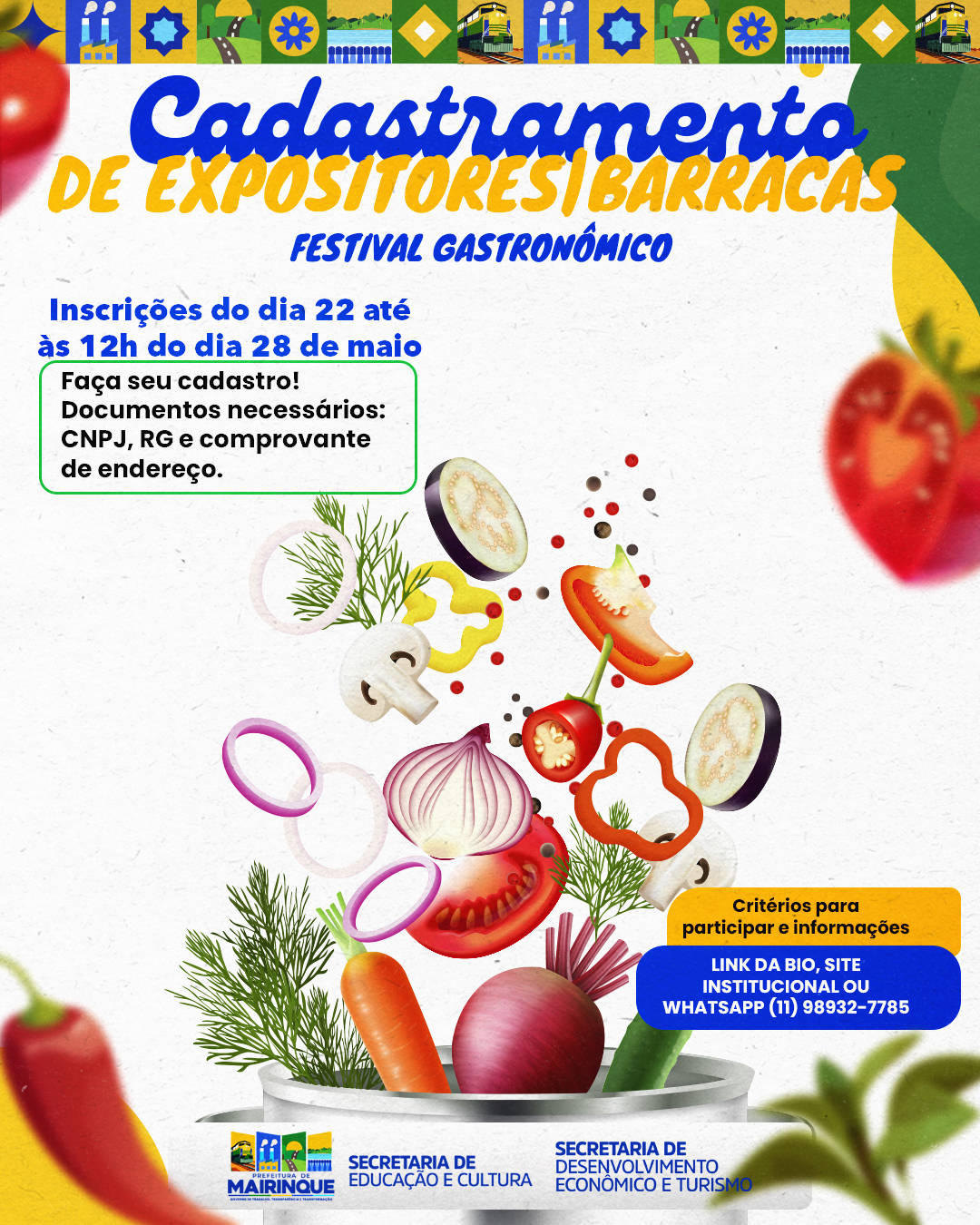 Prefeitura abre cadastramento para expositores do Festival Gastronômico