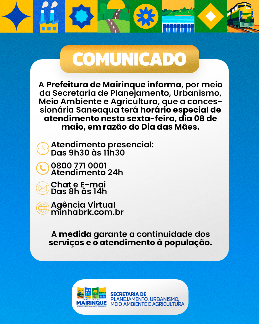 Saneaqua terá horário especial de atendimento nesta sexta-feira (9)