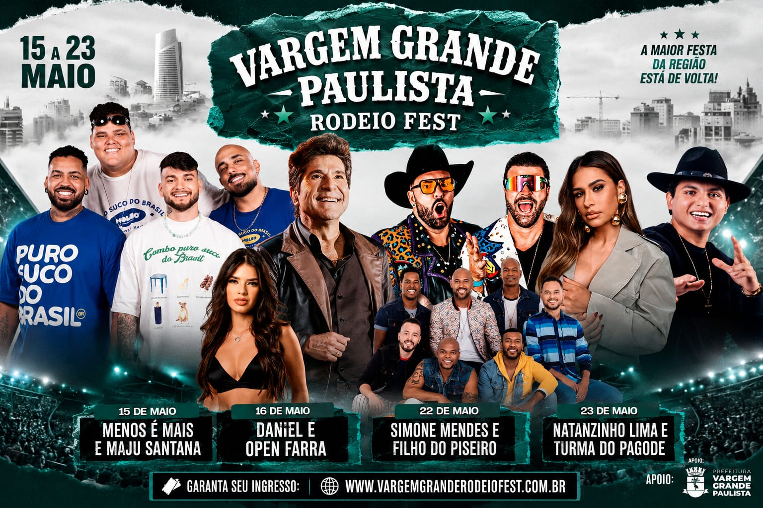 Vargem Grande Paulista Rodeio Fest promete agitar a região com grandes shows nacionais