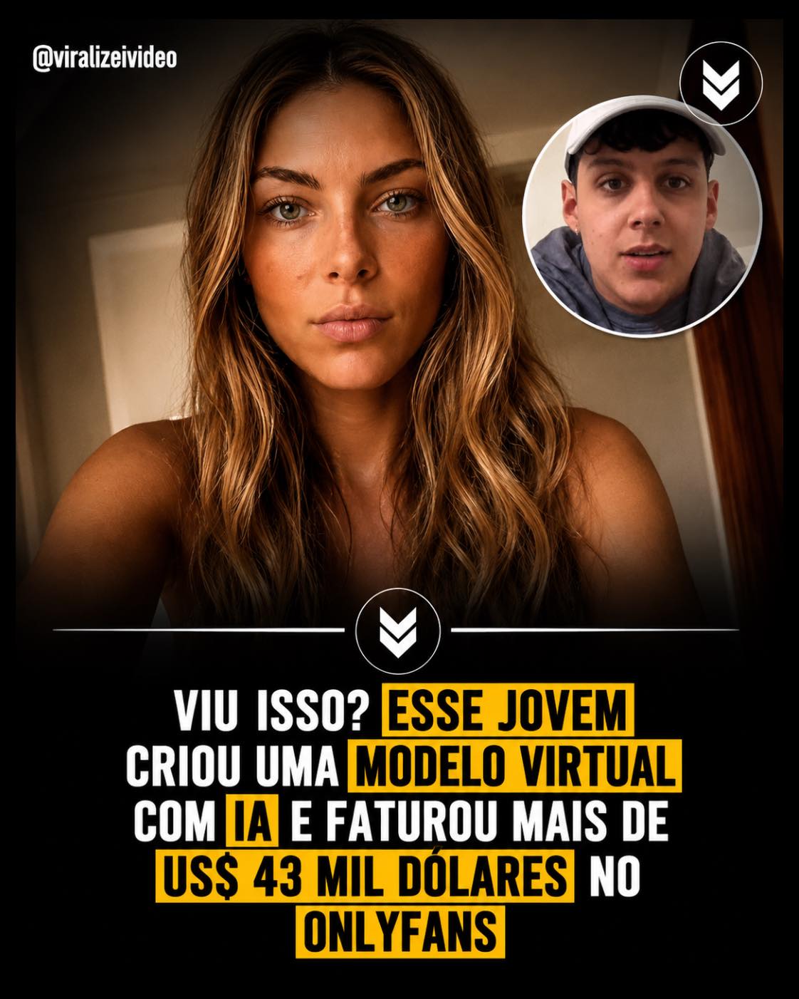Um jovem que criou uma modelo virtual usando inteligência artificial conseguiu faturar mais de US$ 43 mil na plataforma OnlyFans