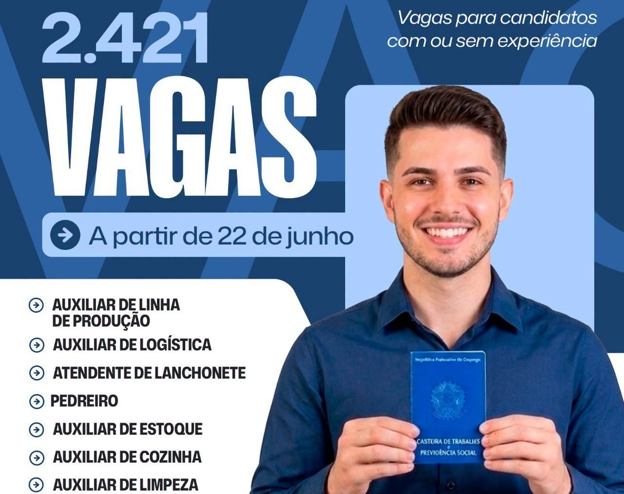 Itapevi anuncia 2.421 vagas de emprego em diferentes áreas na próxima semana