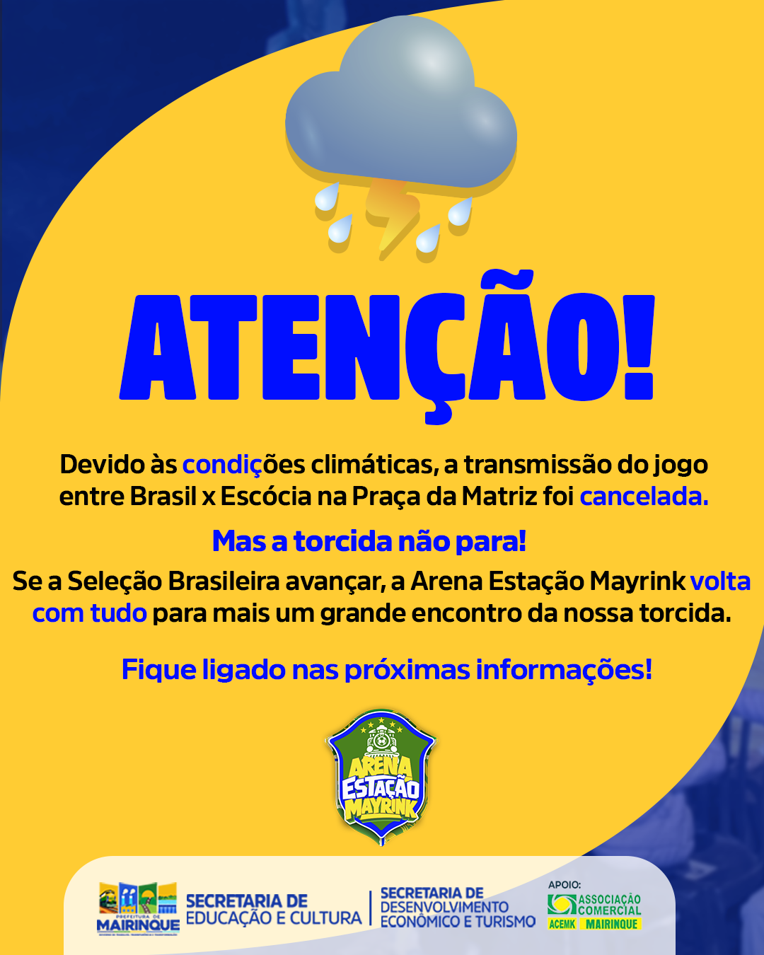 Arena Estação Mayrink tem transmissão cancelada devido às condições climáticas