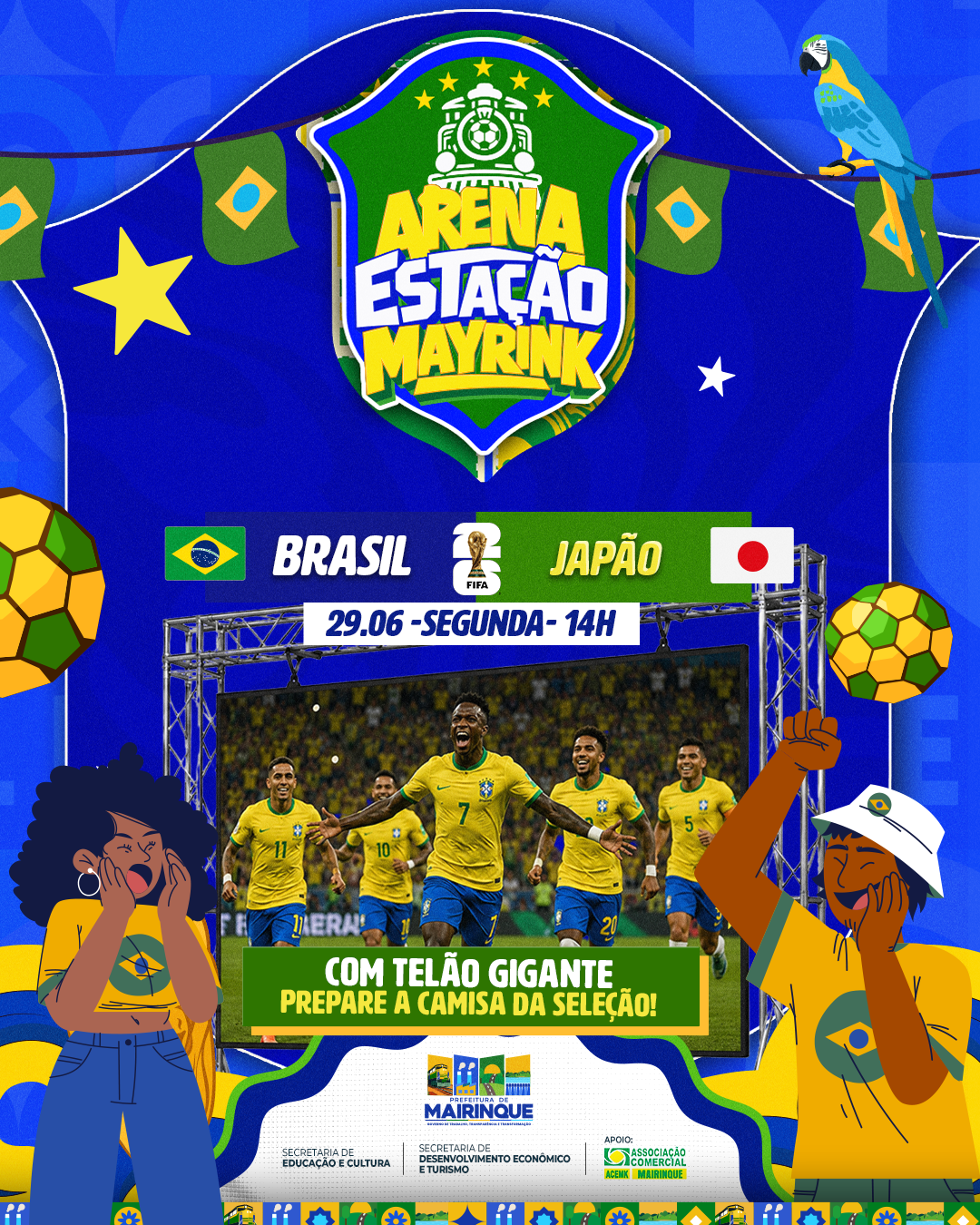 Arena Estação Mayrink transmite Brasil x Japão em telão nesta segunda-feira (29)