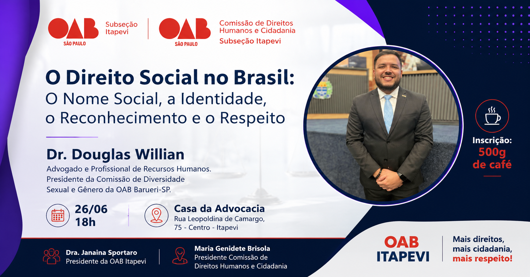 OAB Itapevi promove palestra sobre Nome Social, Identidade e Respeito no Brasil