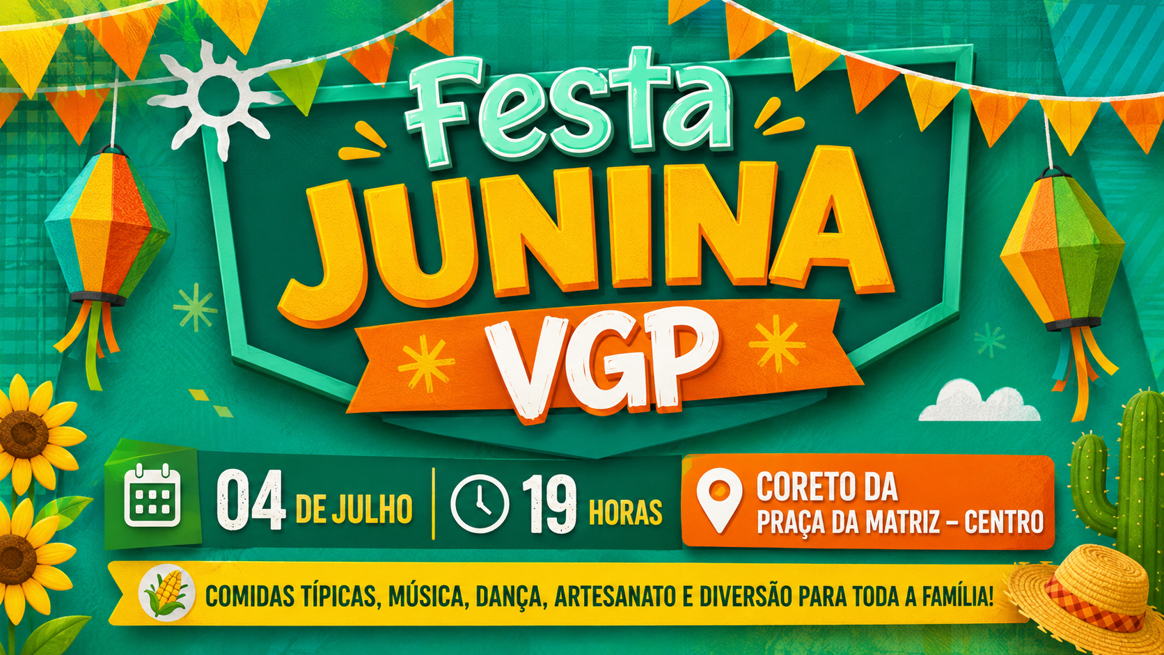 Festa Junina VGP promete noite de tradição, música e diversão no centro de Vargem Grande Paulista