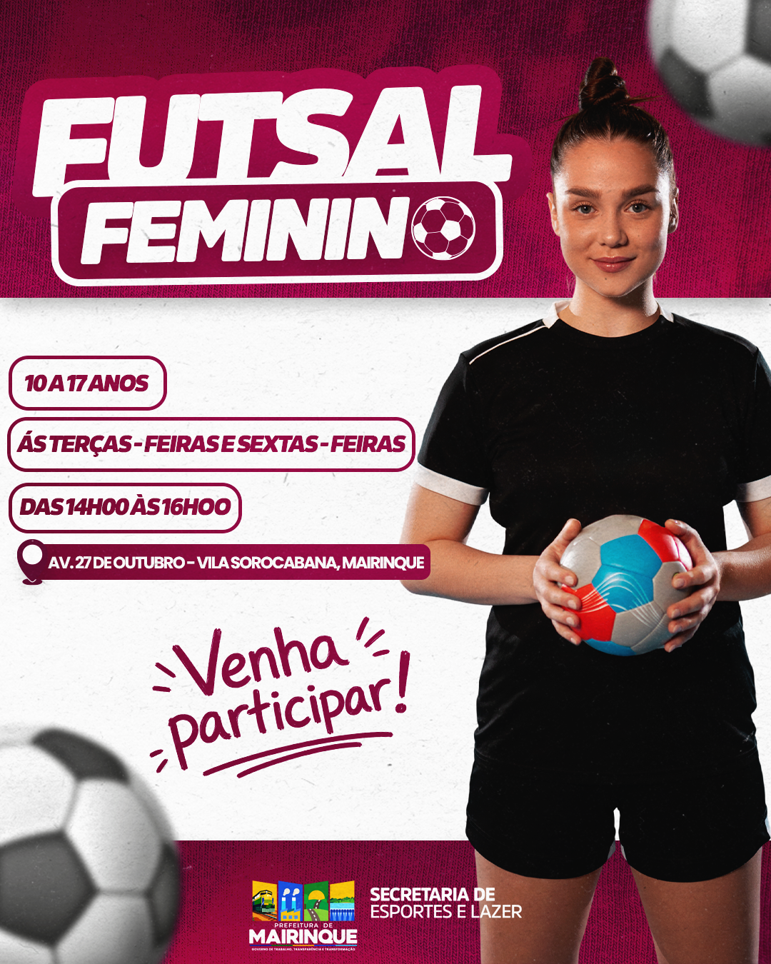Prefeitura de Mairinque abre inscrições para aulas de futsal feminino