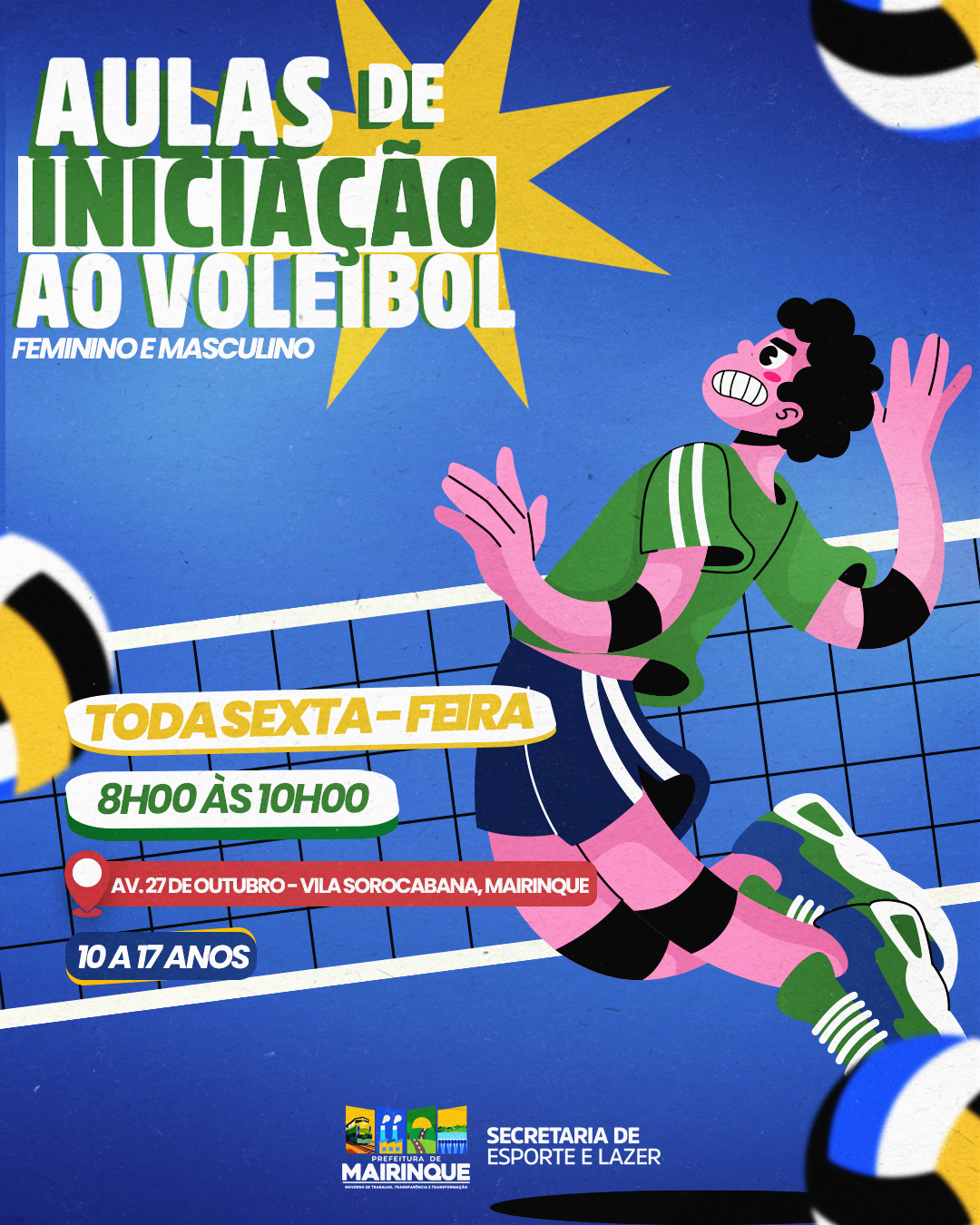 Prefeitura de Mairinque oferece aulas de iniciação ao voleibol para crianças e adolescentes