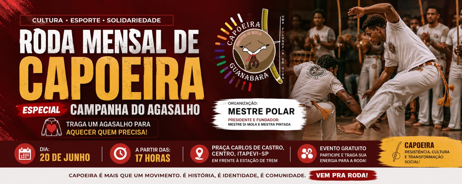 Roda Mensal de Capoeira une cultura, esporte e solidariedade em Itapevi