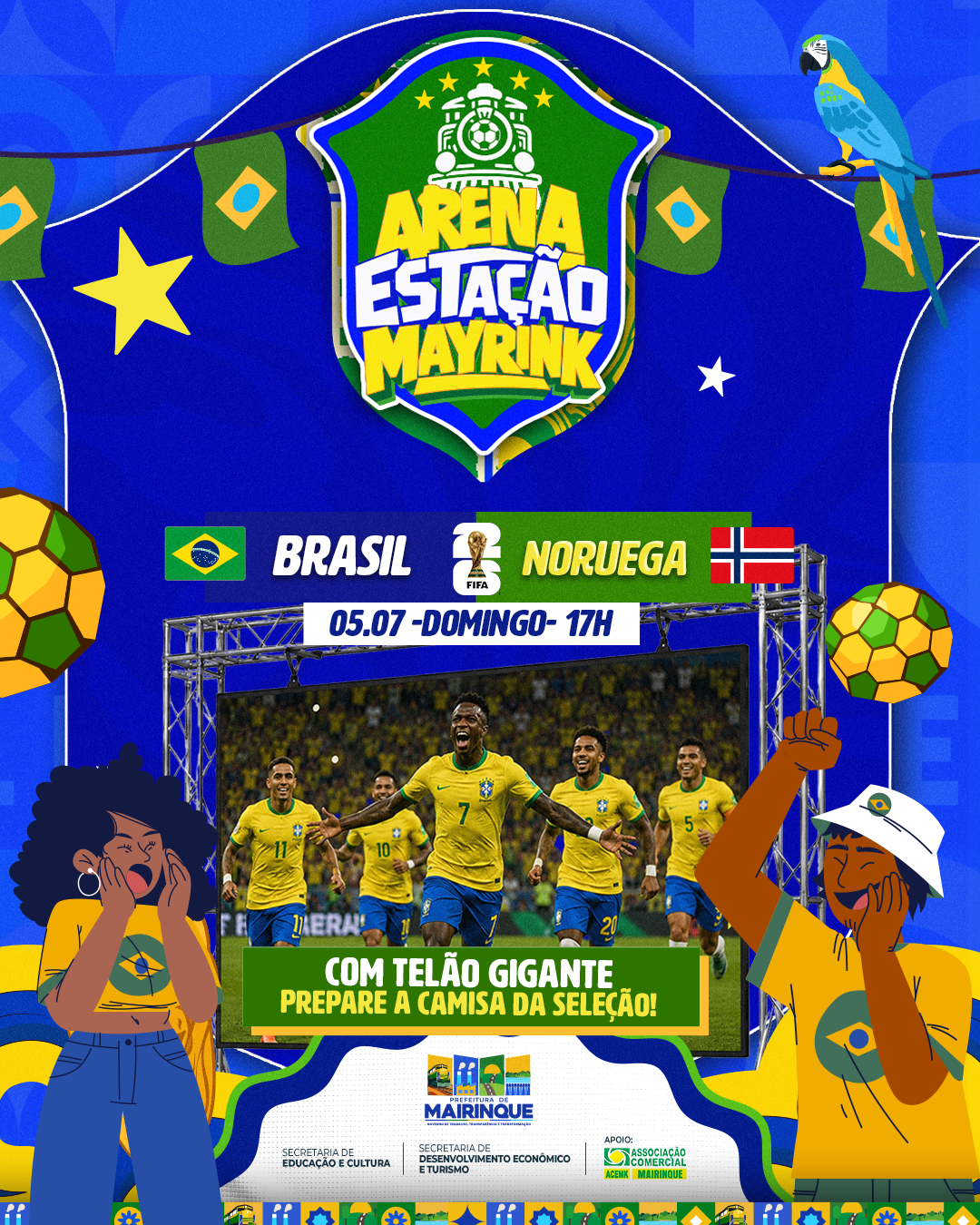 Arena Estação Mayrink transmite neste domingo (5) o jogo Brasil x Noruega