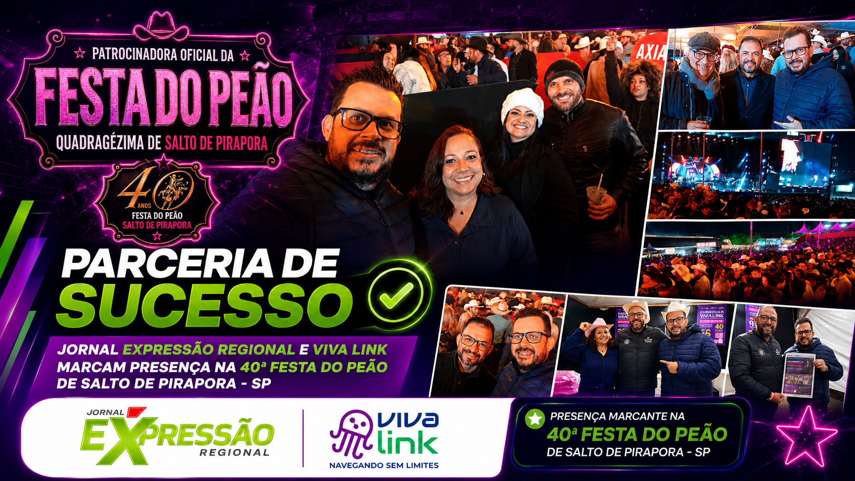 Jornal Expressão Regional marca presença na 40ª Festa do Peão de Salto de Pirapora a convite da Viva Link