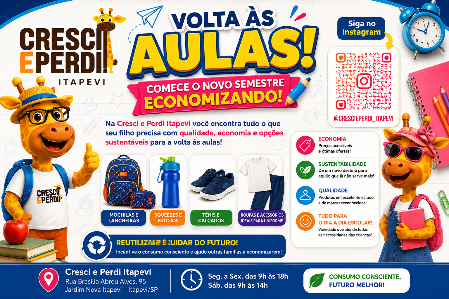 Volta às aulas: economize sem abrir mão da qualidade na Cresci e Perdi Itapevi