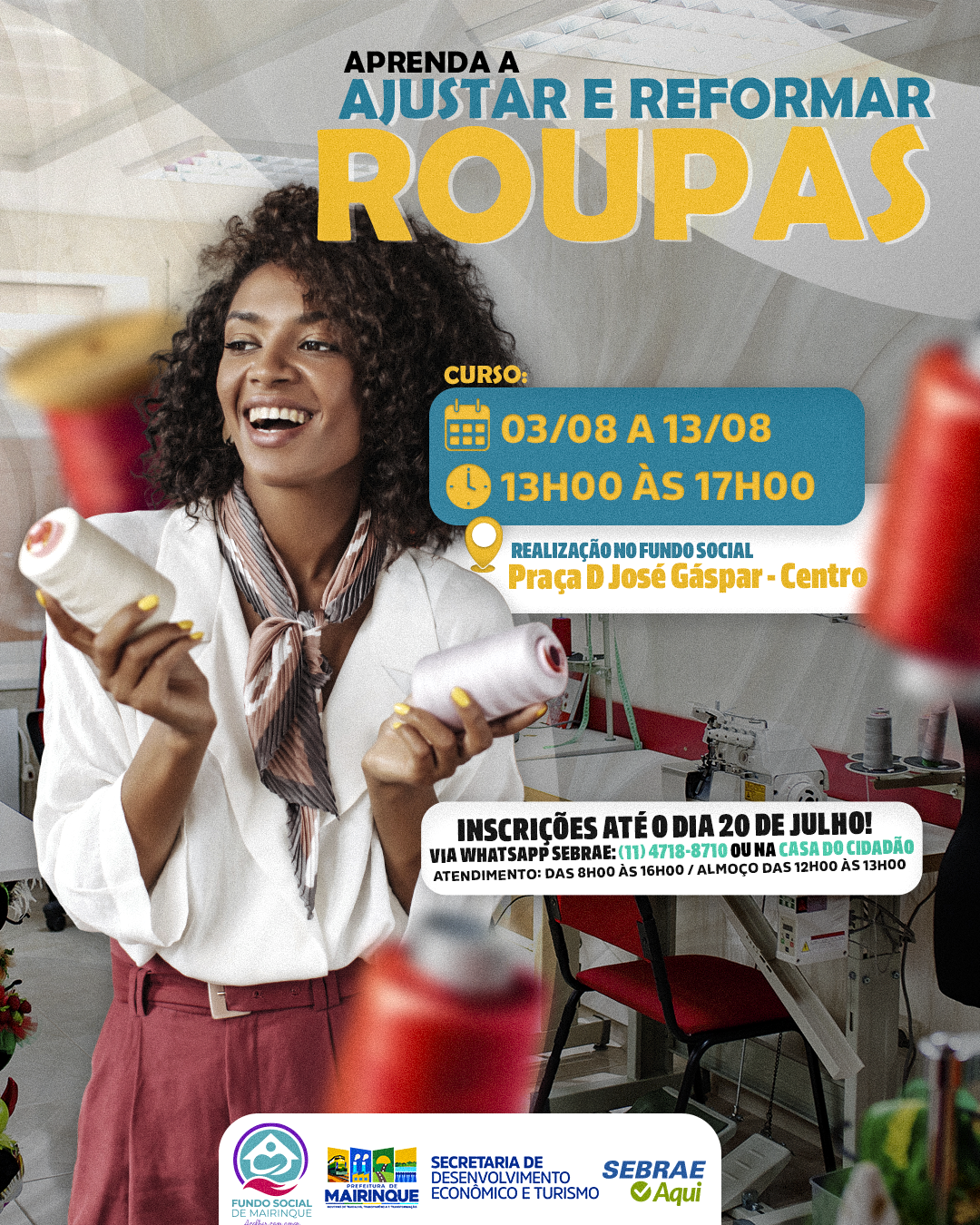 Curso de Ajuste e Reforma de Roupas abre inscrições em Mairinque