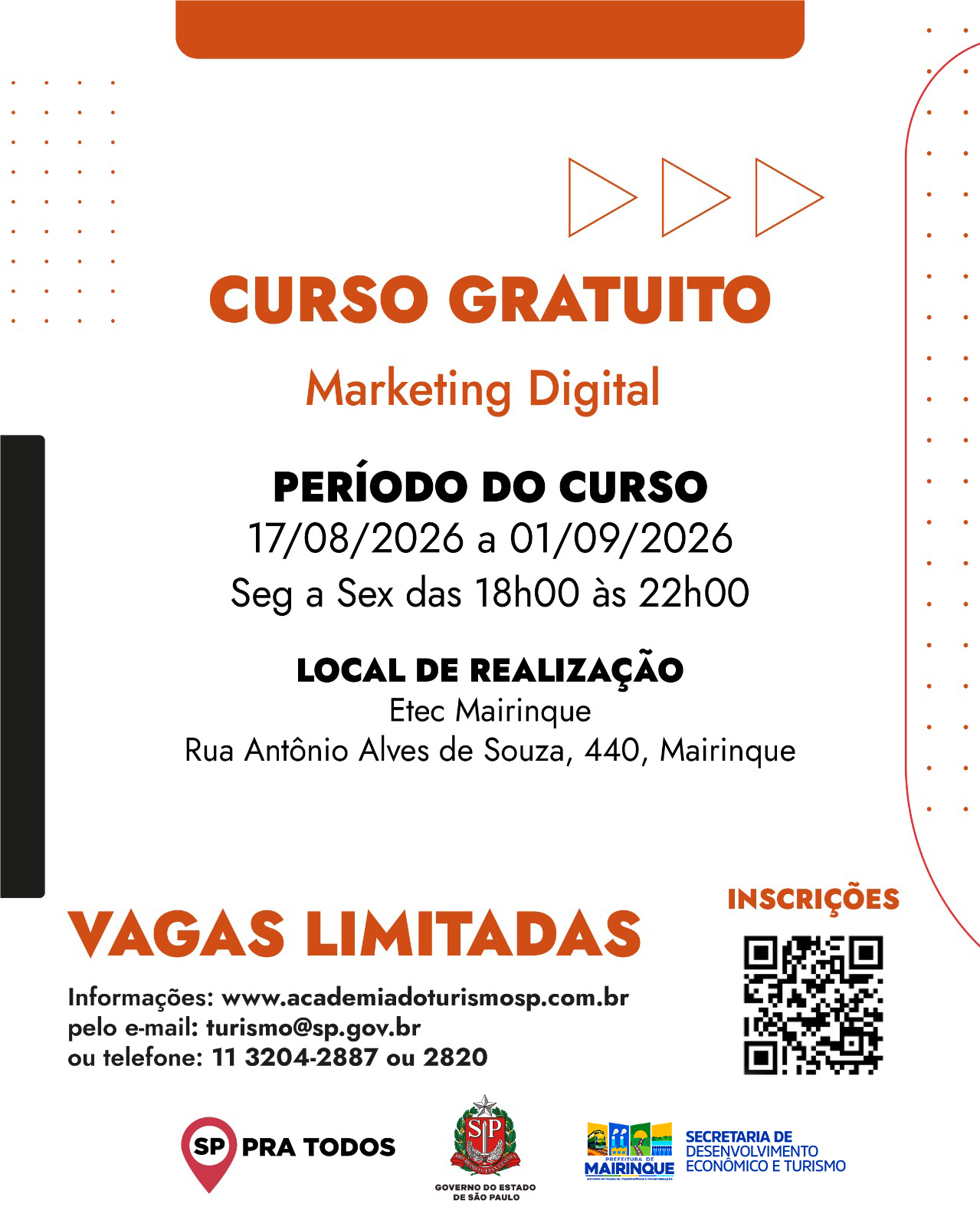 Mairinque oferece cursos gratuitos de capacitação em Marketing Digital e Recepção e Atendimento