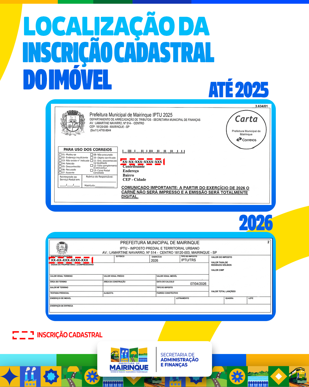 Localização da Inscrição Cadastral do Imóvel: confira onde encontrar essa informação no carnê do IPTU