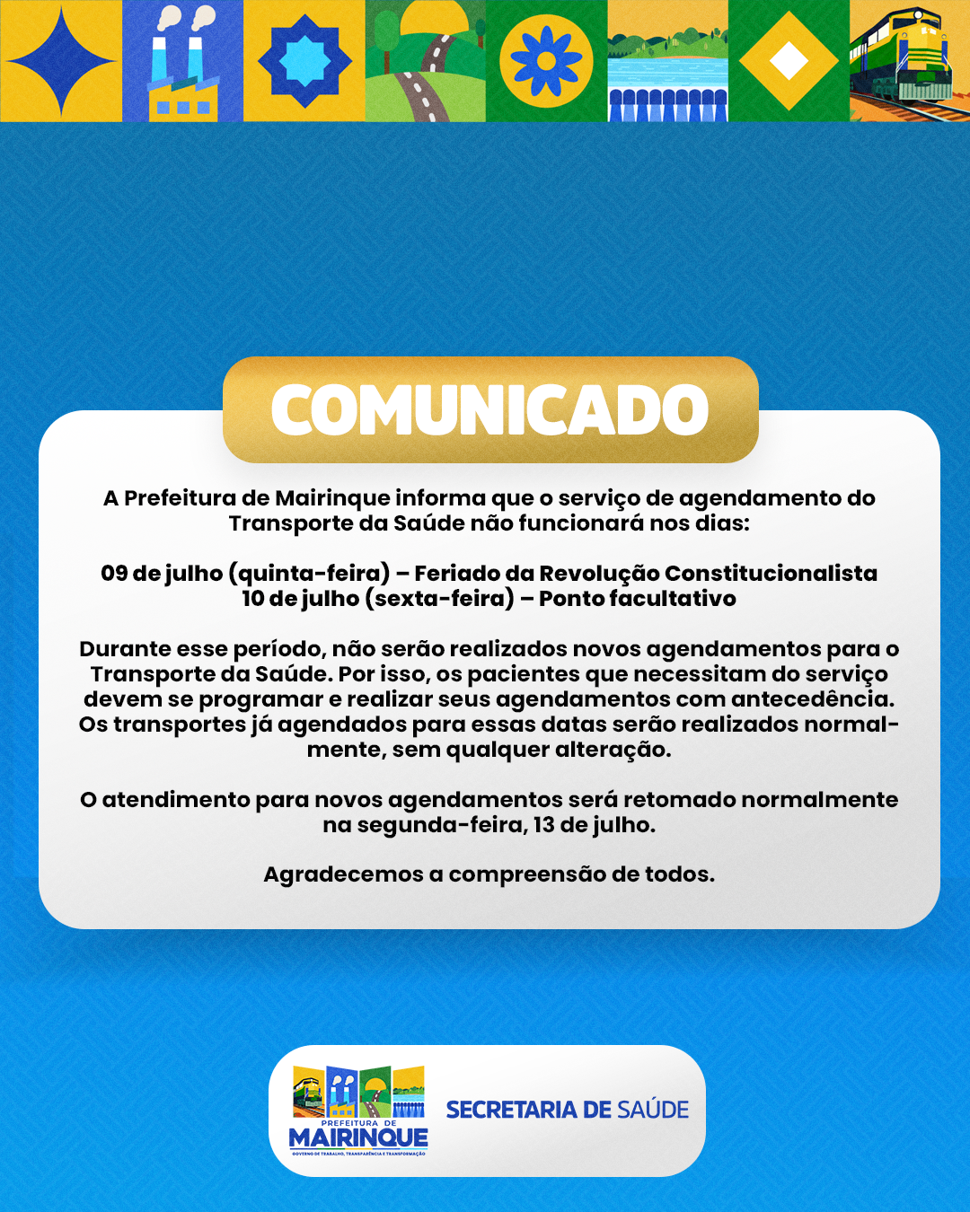 Prefeitura de Mairinque informa sobre suspensão temporária de novos agendamentos do Transporte da Saúde
