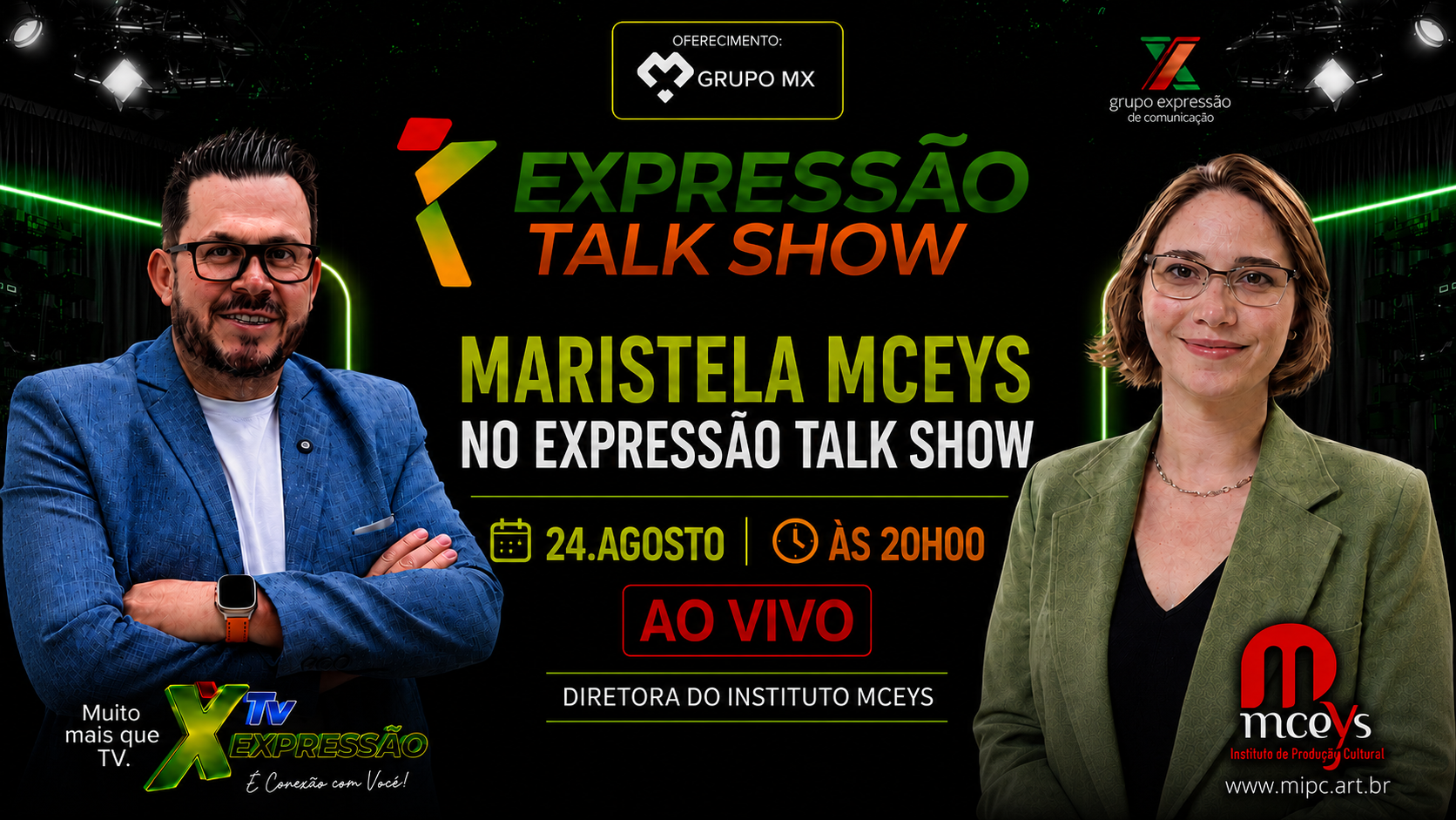 Expressão Talk Show recebe Maristela Mceys para entrevista especial no dia 24 de agosto