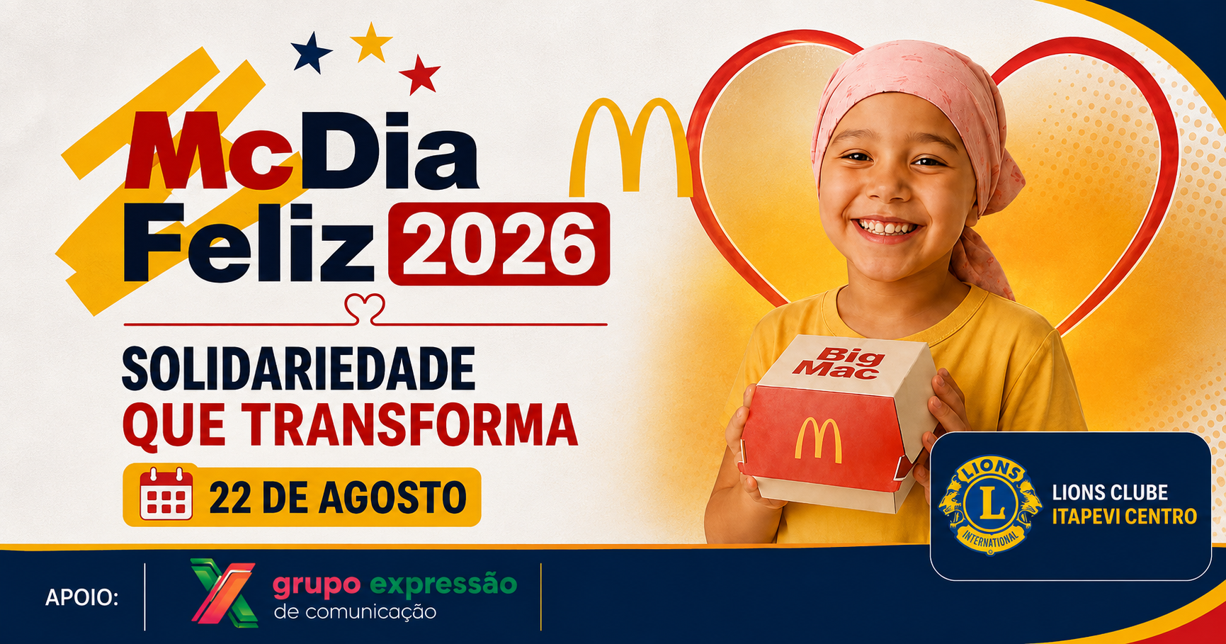 Lions Clube Itapevi Centro, mobiliza McDia Feliz em ação que une combate ao câncer infantil e à fome