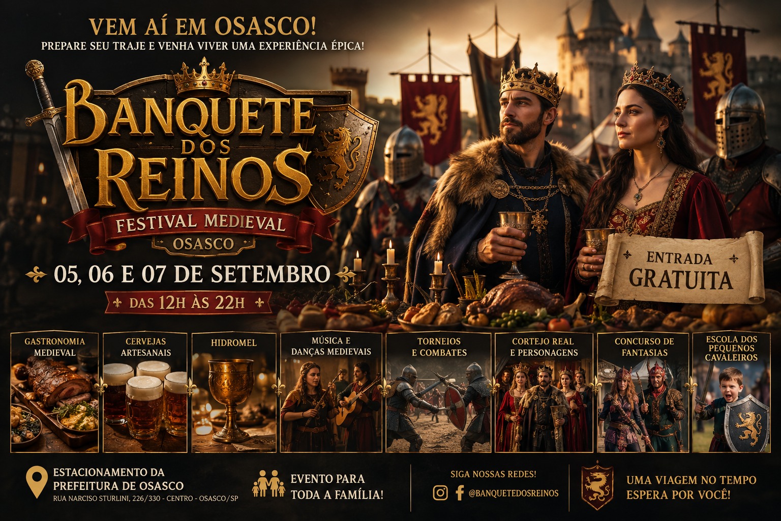 Banquete dos Reinos transforma Osasco em cenário medieval durante o feriado de 7 de Setembro