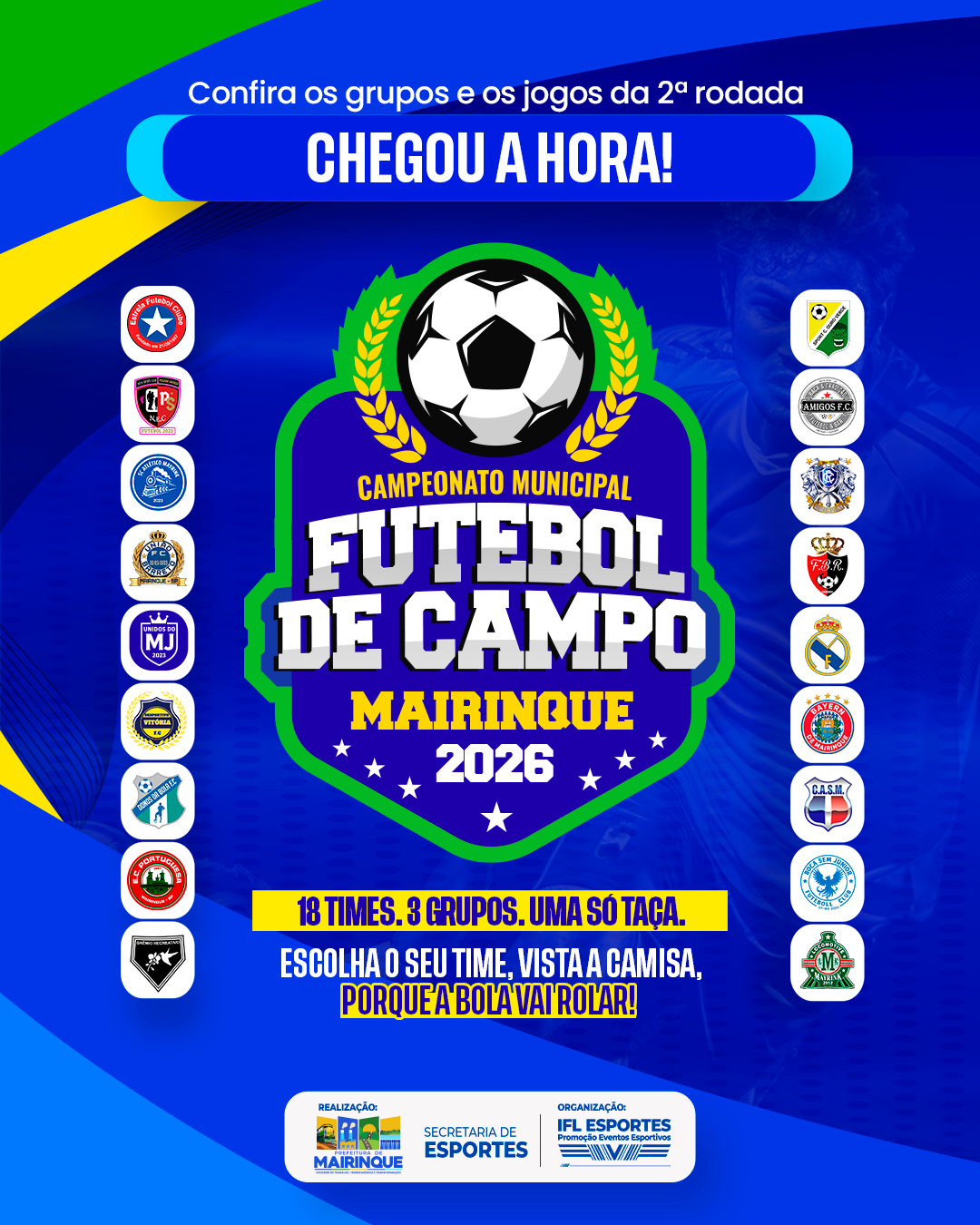 Campeonato Municipal de Futebol de Mairinque 2026 tem início da segunda rodada neste domingo
