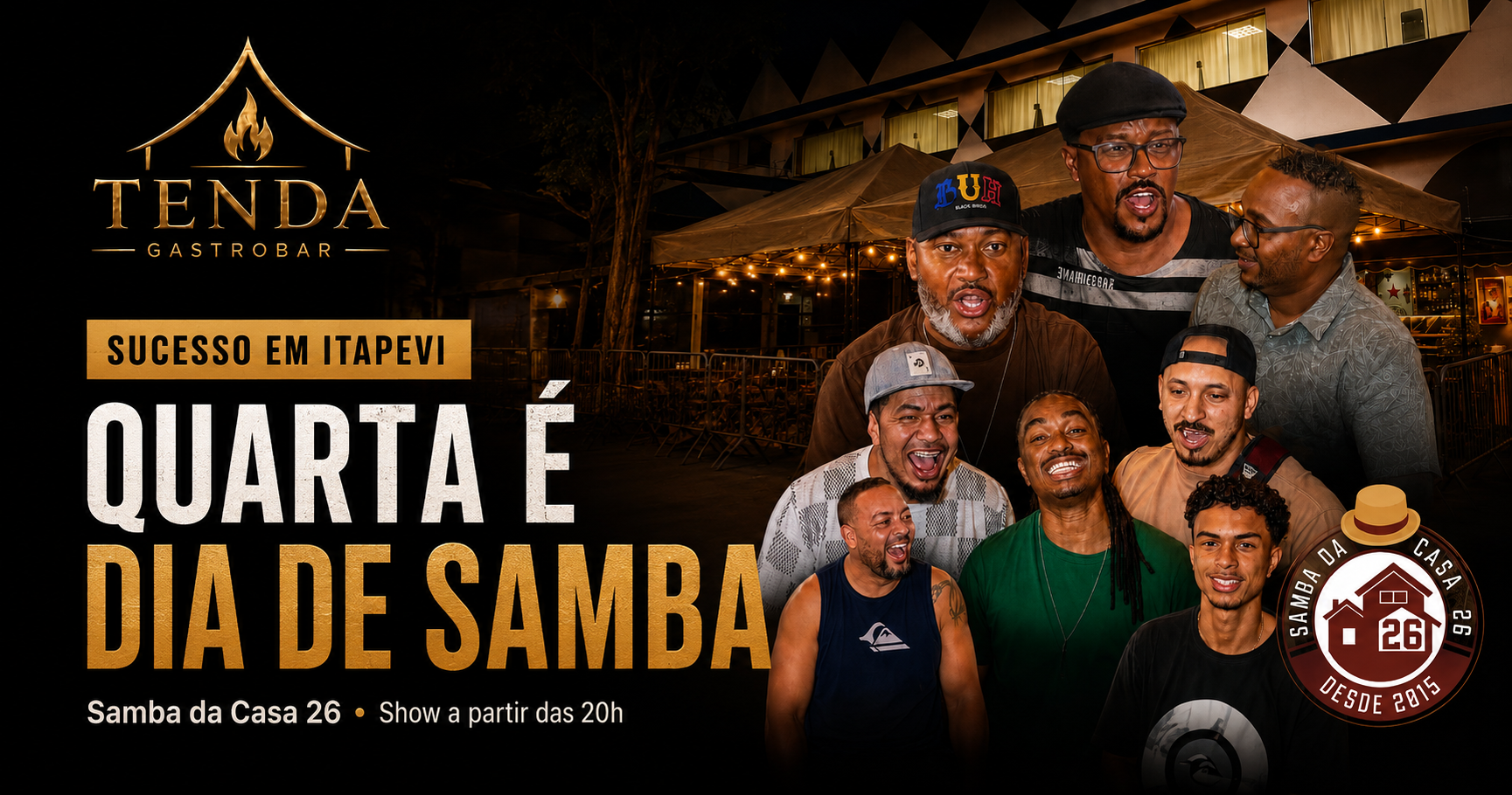 Tenda Gastrobar celebra grande sucesso com quartas-feiras dedicadas ao melhor do samba
