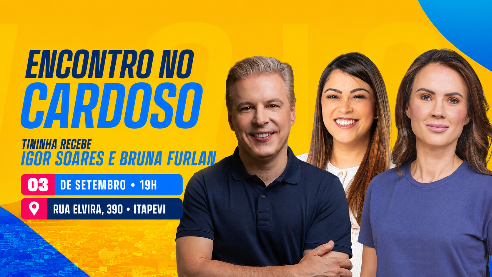 Vereadora Tininha recebe Igor Soares e Bruna Furlan nesta quinta-feira no Cardoso