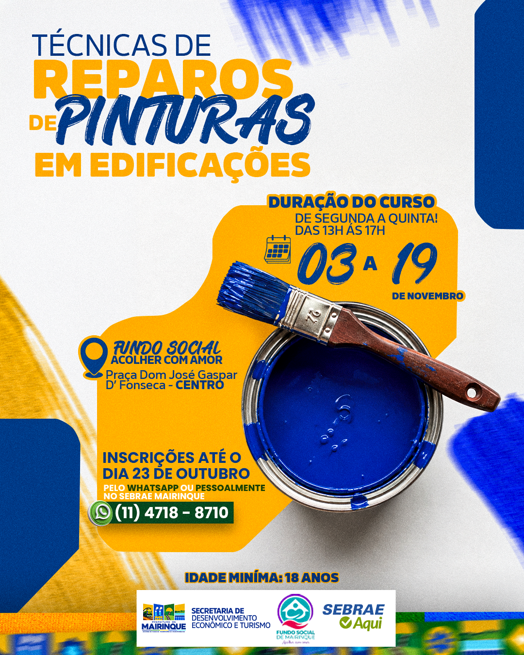 Mairinque recebe curso gratuito de técnicas de reparos de pinturas em edificações