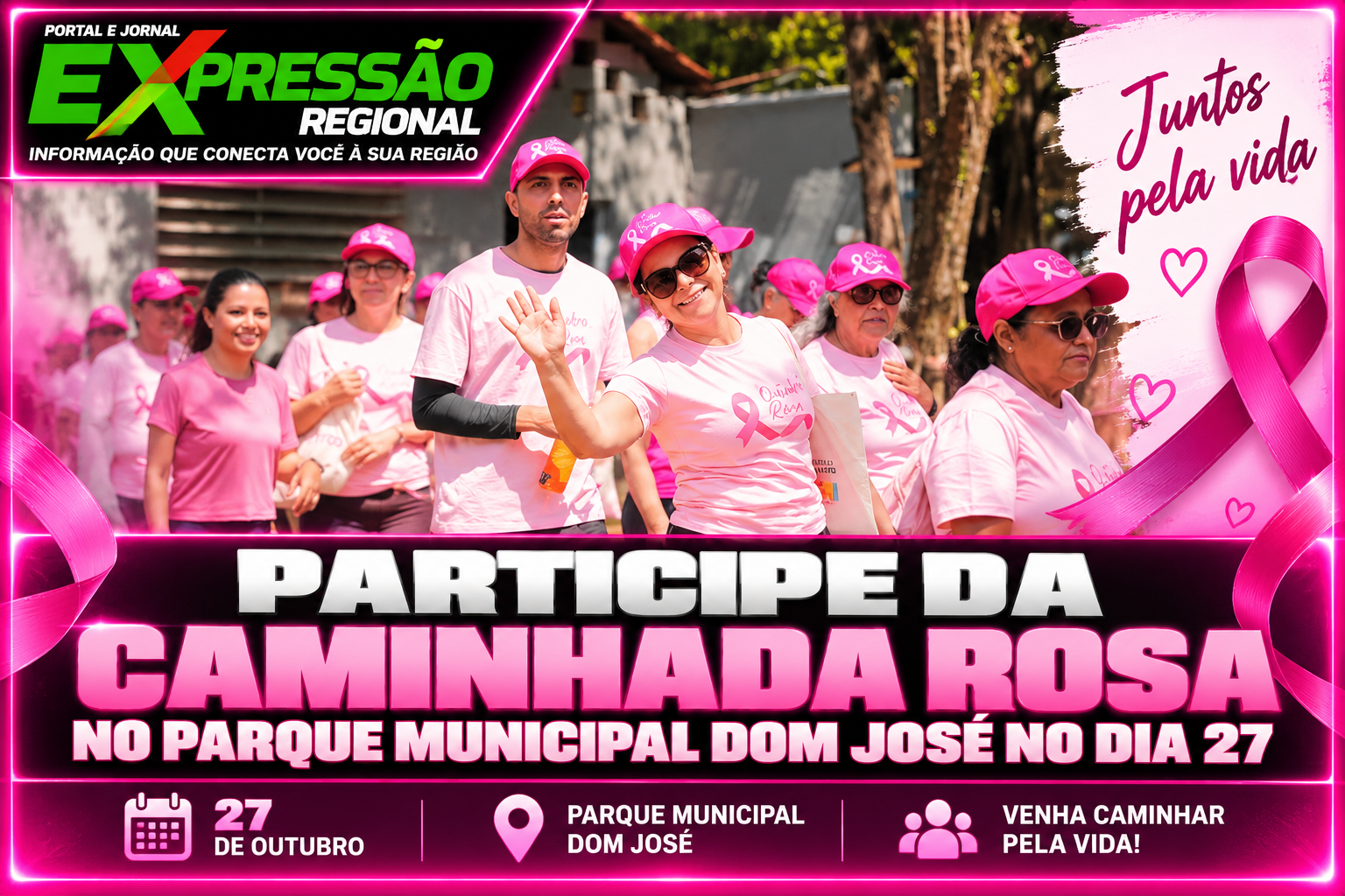 Participe da Caminhada Rosa no Parque Municipal Dom José no dia 27