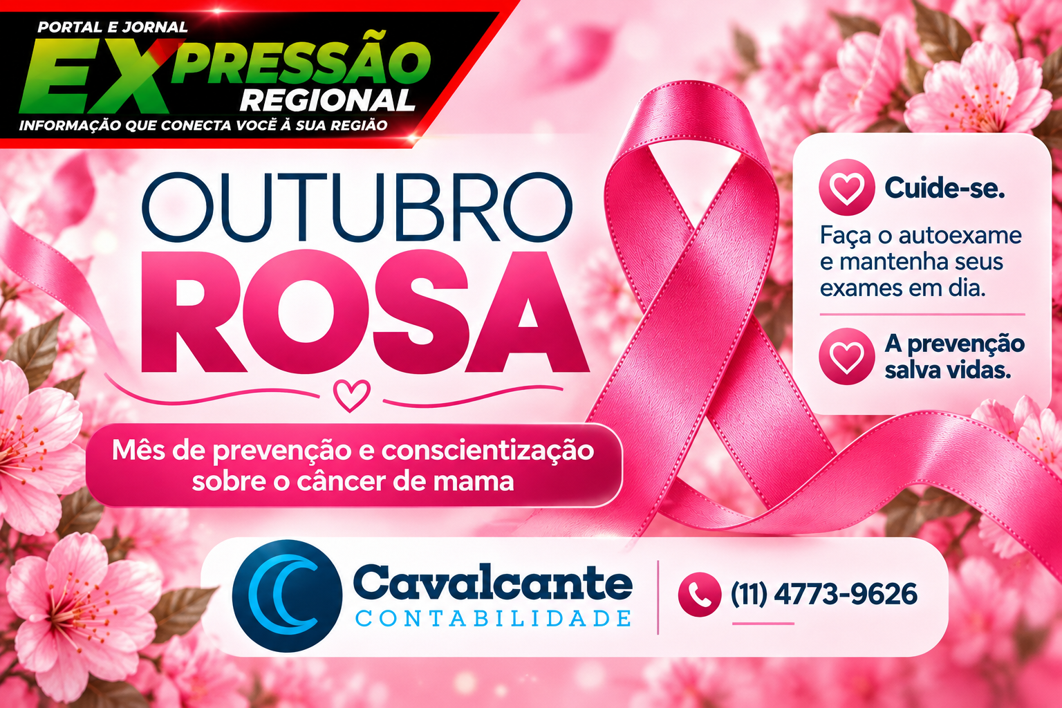 Outubro Rosa: Cavalcante Contabilidade reforça a importância da prevenção e do diagnóstico precoce do câncer de mama