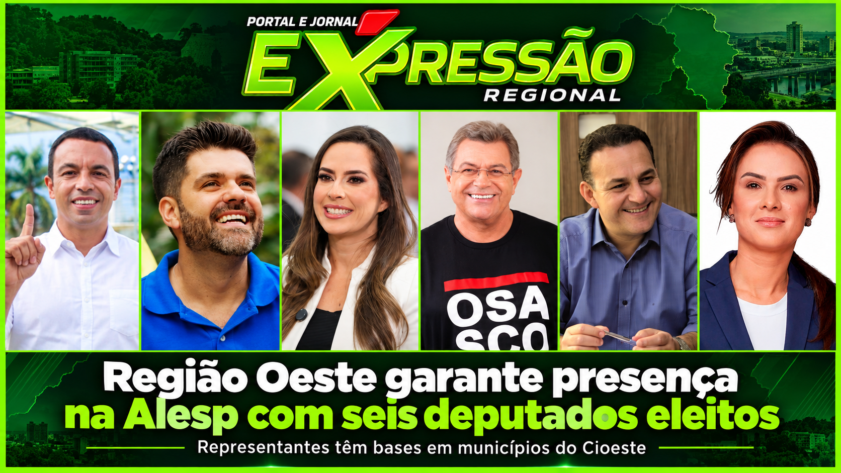 Região Oeste garante presença na Alesp com seis deputados eleitos ligados ao Cioeste
