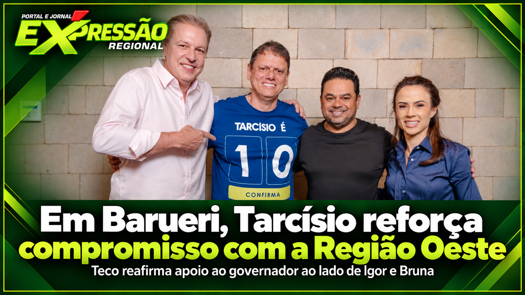 Em Barueri, Tarcísio reforça compromisso com a Região Oeste e Teco reforça seu apoio ao grupo do Governador