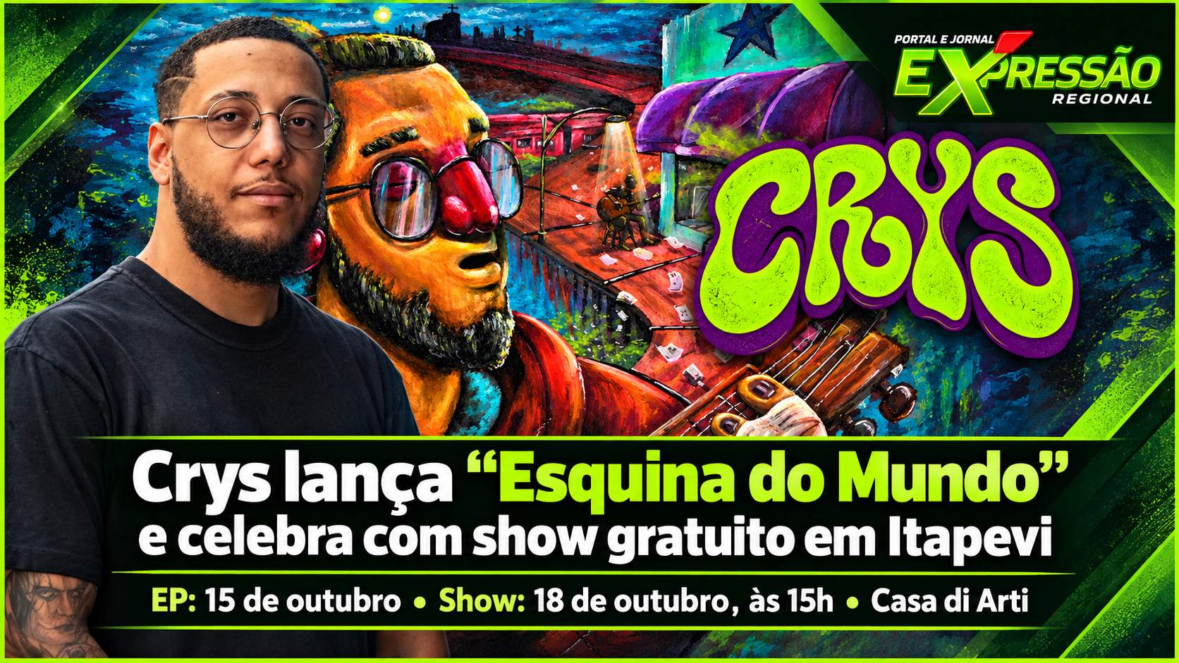 Crys lança “Esquina do Mundo” e celebra nova fase com show gratuito em Itapevi