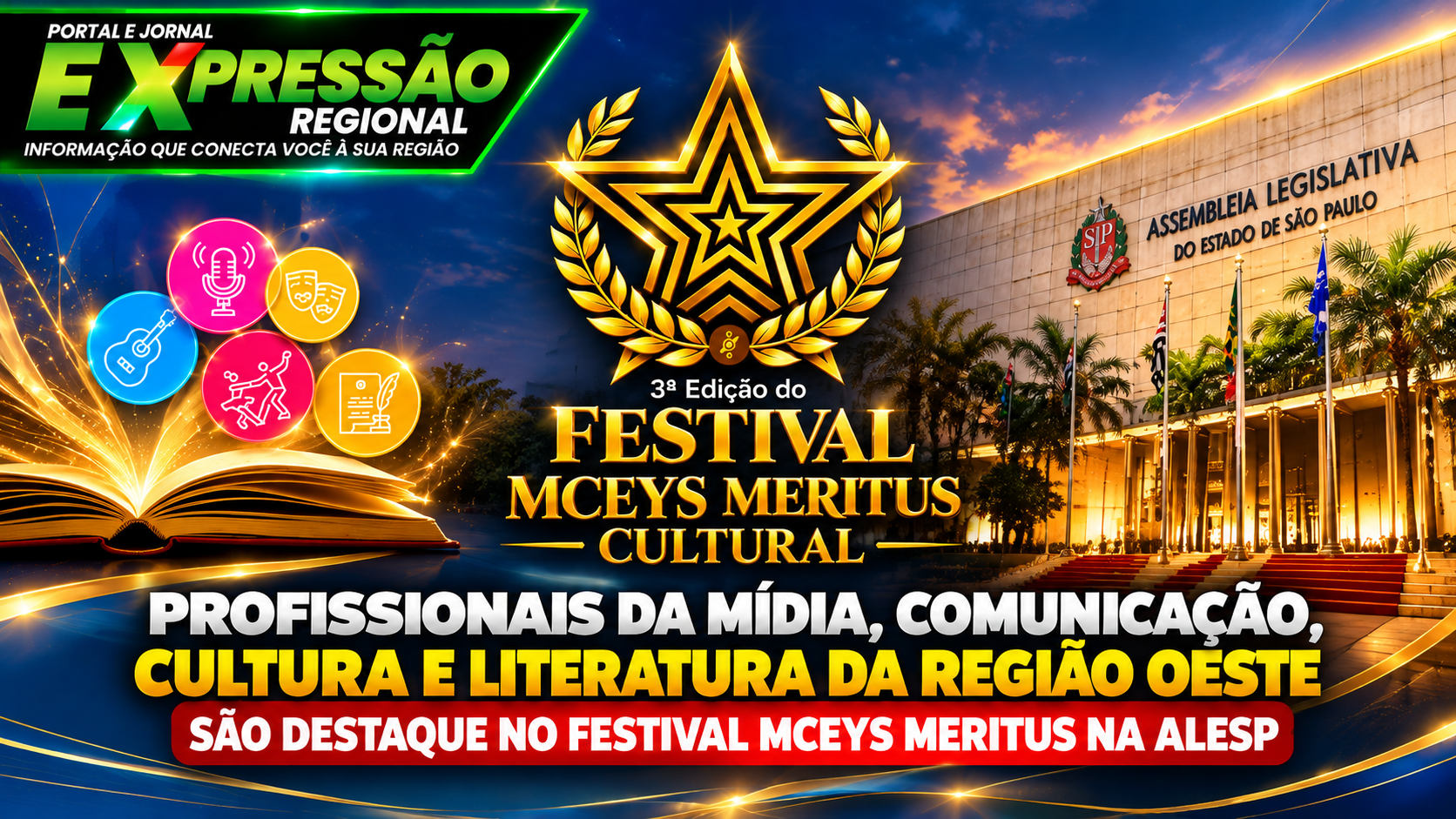 Profissionais da mídia, comunicação, cultura e literatura da Região Oeste são destaque no Festival Mceys Meritus na Alesp