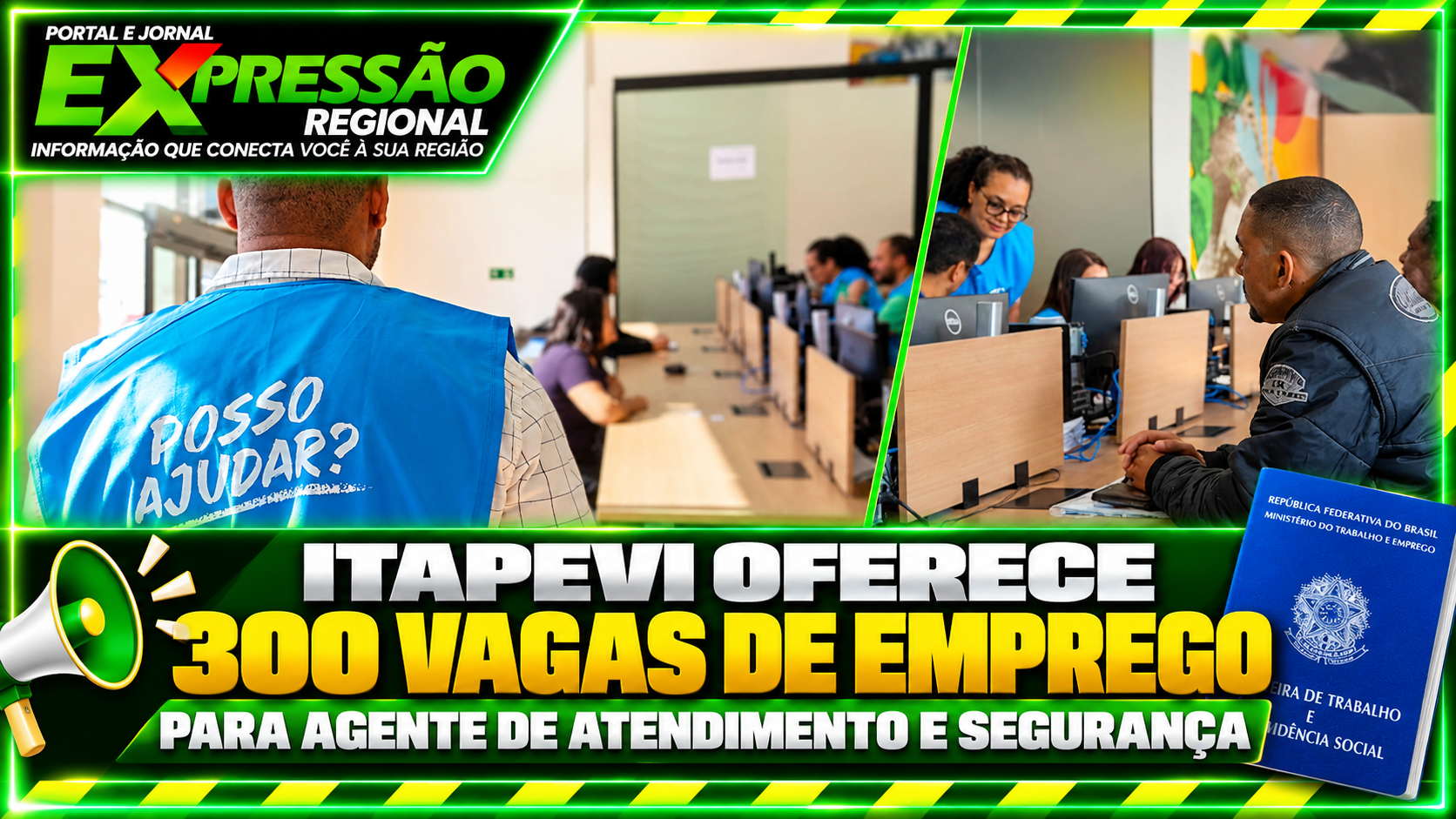 Itapevi oferece 300 vagas de emprego para agente de atendimento e segurança