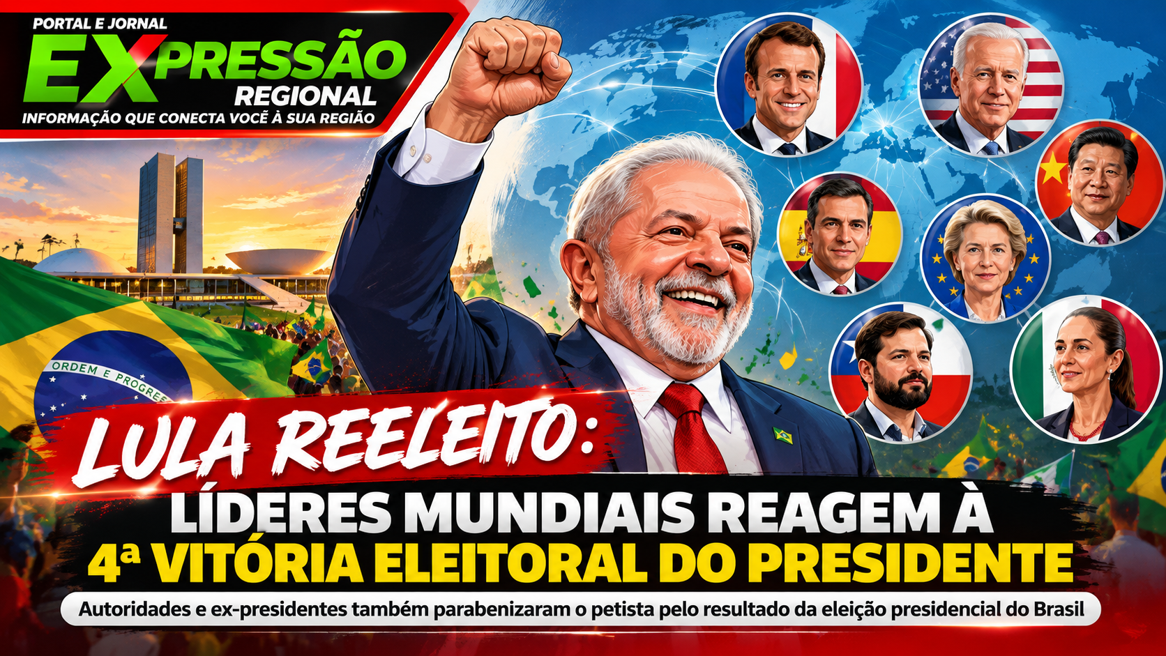 Lula é reeleito presidente do Brasil pela quarta vez e recebe cumprimentos de líderes mundiais