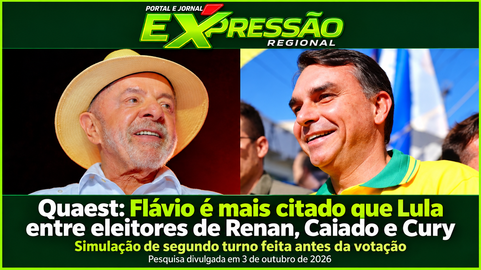 Quaest aponta preferência por Flávio entre eleitores de Renan, Caiado e Cury em simulação de segundo turno