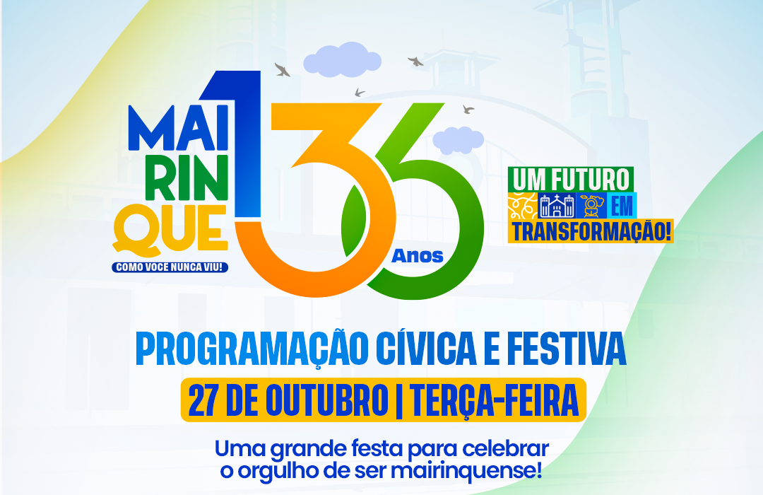 Mairinque celebra 136 anos de emancipação com programação cívica e festiva no dia 27 de outubro
