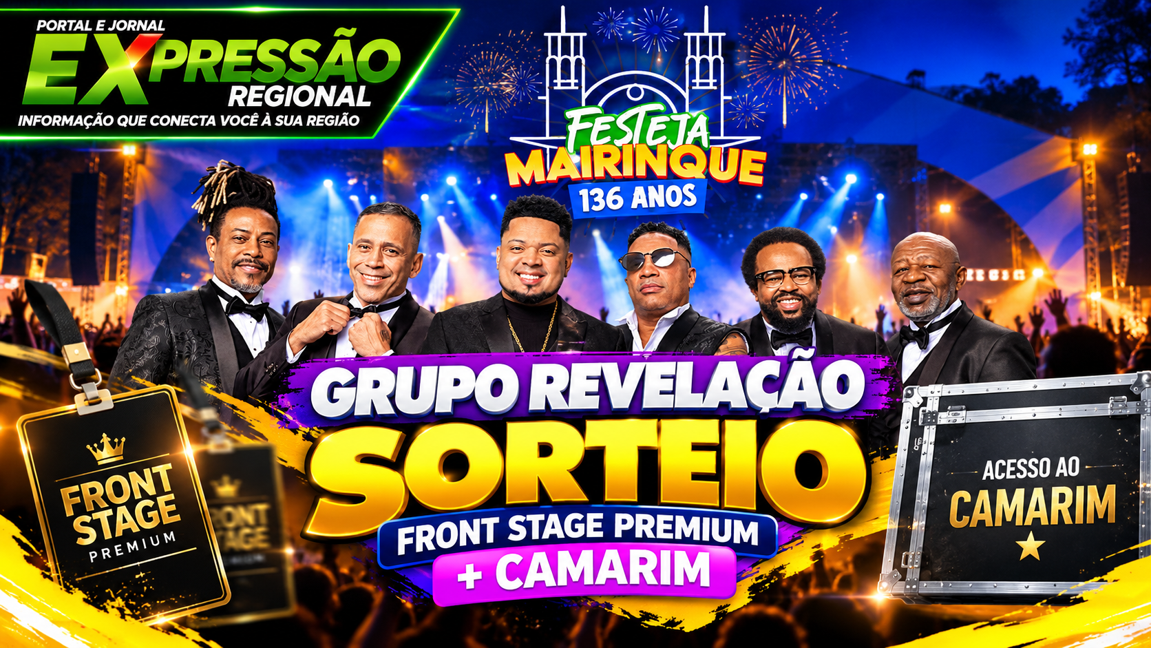 Festeja Mairinque 2026 sorteia experiência VIP com acesso ao camarim do Grupo Revelação nesta quinta-feira (29)