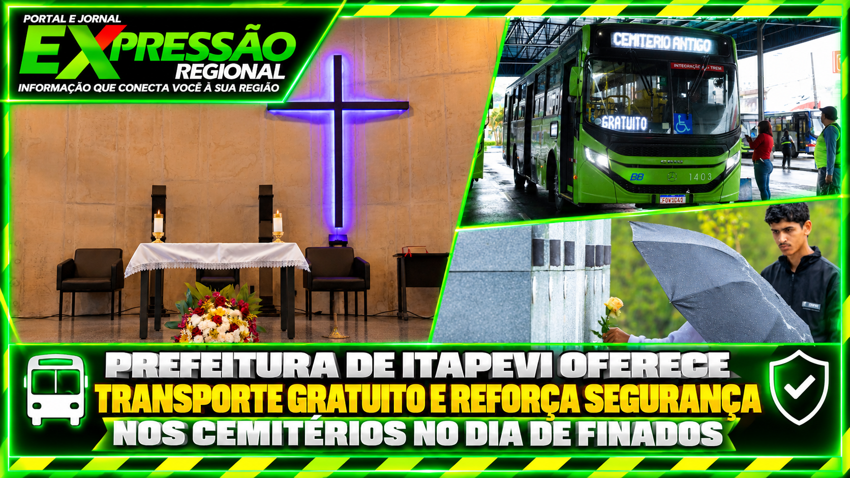 Prefeitura de Itapevi oferece transporte gratuito e reforça segurança nos cemitérios no Dia de Finados